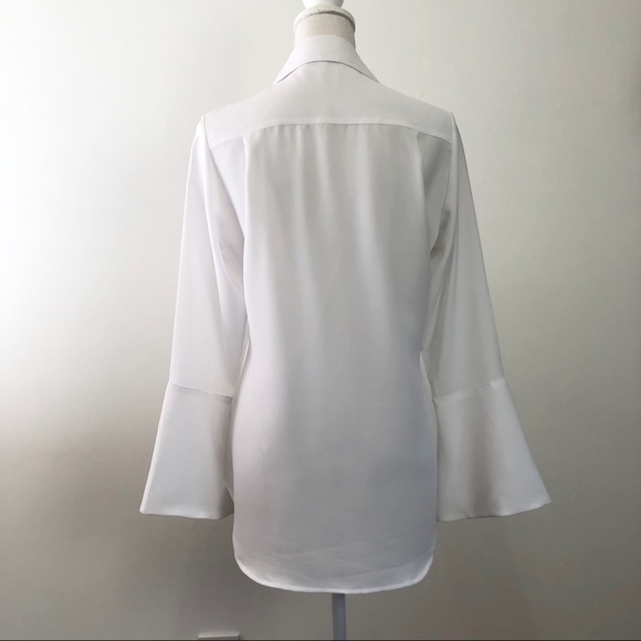 Mishca Bell Sleeve Black Filigree White Blouse - Picture 5 of 12